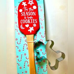 Tis the Season to Bake Cookies Silicone Spatula + Gingerbread Man Cookie Cutter